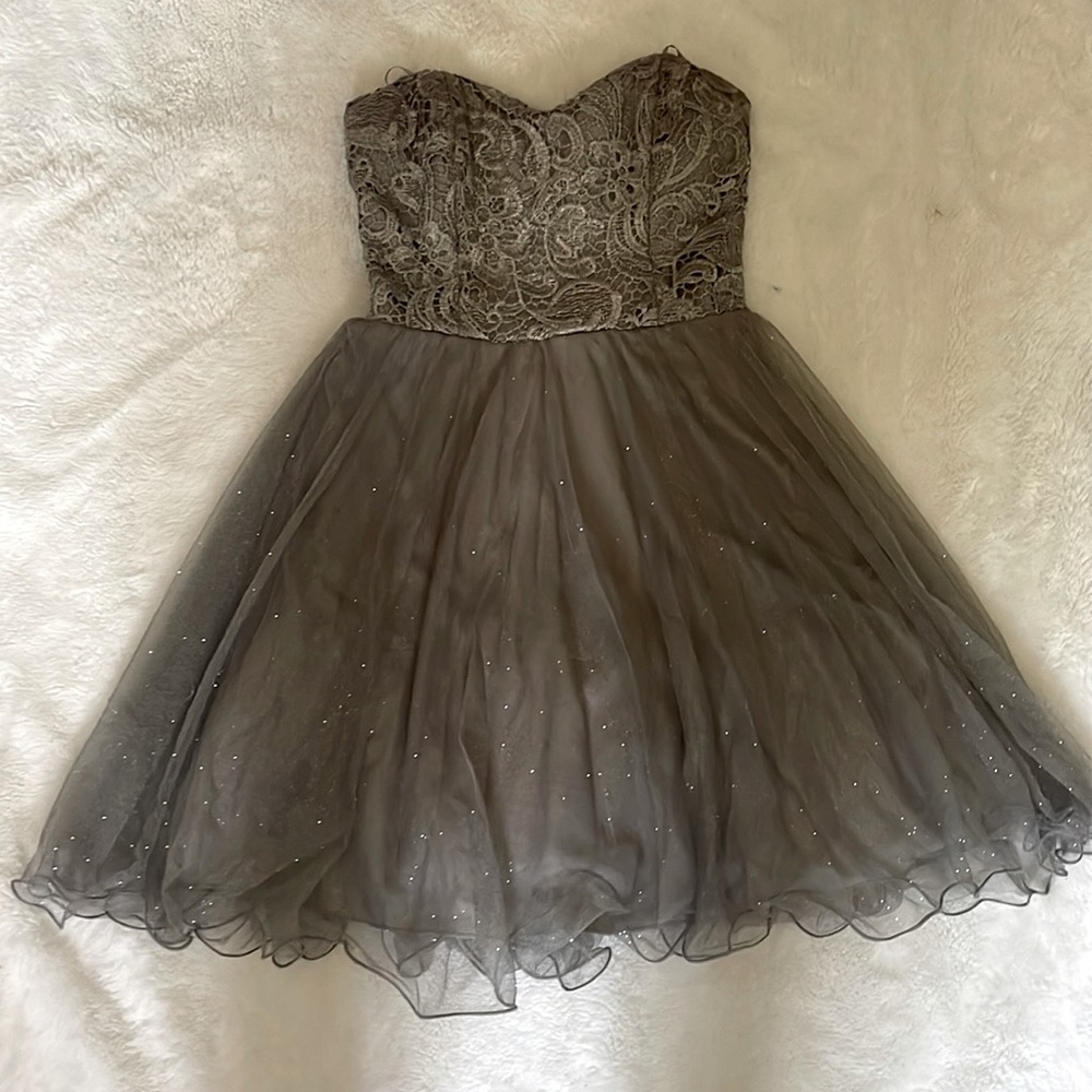 Short grey prom dress